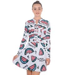 Illustration Watermelon Fruit Sweet Slicee Long Sleeve Panel Dress by Sudhe