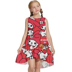 Rabbit Background Cartoon Kids  Frill Swing Dress by Sudhe