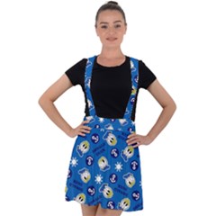 Illustration Duck Cartoon Background Velvet Suspender Skater Skirt by Sudhe