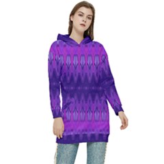 Illustration Purple Abstract Wallpaper Pattern Abstract Women s Long Oversized Pullover Hoodie by Sudhe