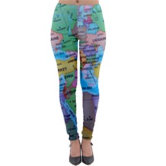 Globe World Map Maps Europe Lightweight Velour Leggings by Jancukart