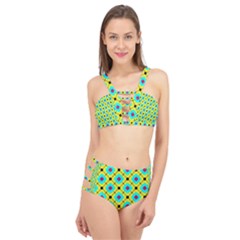 Abstract Pattern Tiles Square Design Modern Cage Up Bikini Set by Amaryn4rt