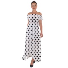 Pattern-whit Star Black Off Shoulder Open Front Chiffon Dress by nateshop