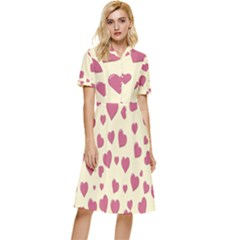 Valentine Flat Love Hearts Design Romantic Button Top Knee Length Dress by Amaryn4rt