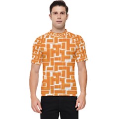 Illustration Orange Background Rectangles Pattern Men s Short Sleeve Rash Guard by Amaryn4rt