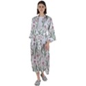 Illustration Flower Floral Design Pattern Maxi Satin Kimono View1