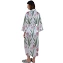 Illustration Flower Floral Design Pattern Maxi Satin Kimono View2