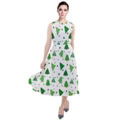 Christmas Trees Pattern Design Pattern Round Neck Boho Dress by Amaryn4rt