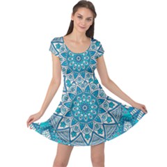 Mandala Blue Cap Sleeve Dress by zappwaits