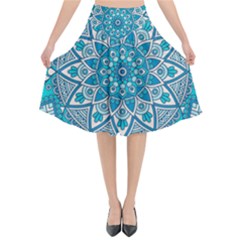 Mandala Blue Flared Midi Skirt by zappwaits