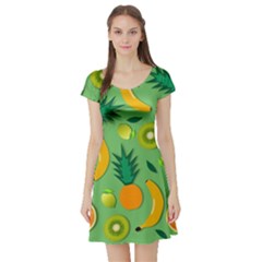 Fruit Tropical Pattern Design Art Short Sleeve Skater Dress by danenraven