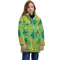 Fruit Tropical Pattern Design Art Kid s Hooded Longline Puffer Jacket by danenraven