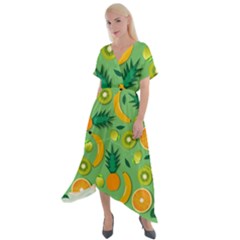 Fruit Tropical Pattern Design Art Cross Front Sharkbite Hem Maxi Dress by danenraven