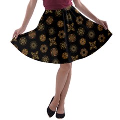 Pattern Mandala Ornate Ornamental A-line Skater Skirt by danenraven