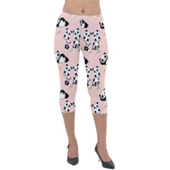 Pattern Panda Bear Lightweight Velour Capri Leggings  by danenraven