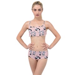 Pattern Panda Bear Layered Top Bikini Set by danenraven