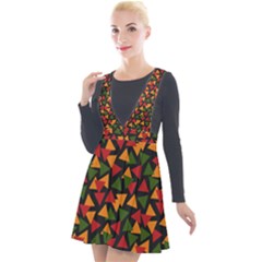 African Triangles  Plunge Pinafore Velour Dress by ConteMonfrey