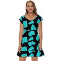 Neon cow dots blue turquoise and black Short Sleeve Tiered Mini Dress View1