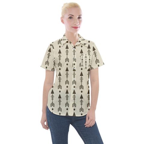 Black And Grey Arrows Women s Short Sleeve Pocket Shirt by ConteMonfrey