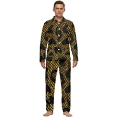 Metallic Snake Skin Pattern Men s Long Sleeve Velvet Pocket Pajamas Set by BangZart