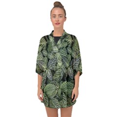 Leaves Foliage Botany Plant Half Sleeve Chiffon Kimono by Ravend