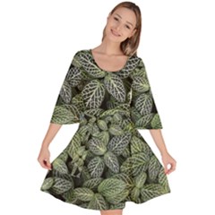 Leaves Foliage Botany Plant Velour Kimono Dress by Ravend