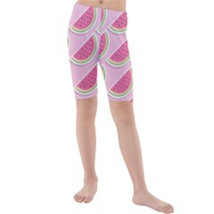 Pink Melon Wayermelon Pattern Food Fruit Melon Kids  Mid Length Swim Shorts by Ravend