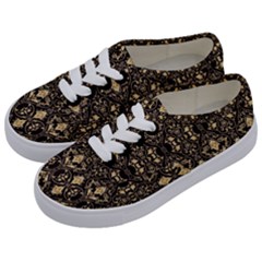 Vintage Batik Art Architecture Pattern Kids  Classic Low Top Sneakers by Ravend