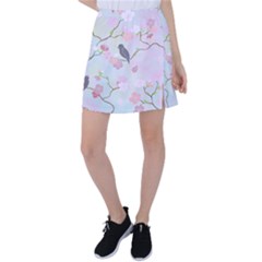 Bird Blossom Seamless Pattern Tennis Skirt by Ravend