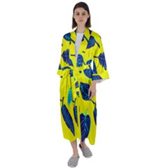 Sheets Pattern Picture Detail Maxi Satin Kimono by Ravend