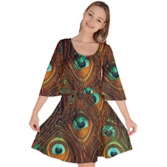 Peacock Feathers Velour Kimono Dress by Ravend