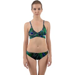 Beautiful Peacock Feathers Wrap Around Bikini Set by Ravend