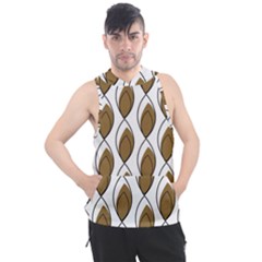 Brown Minimalist Leaves  Men s Sleeveless Hoodie by ConteMonfrey