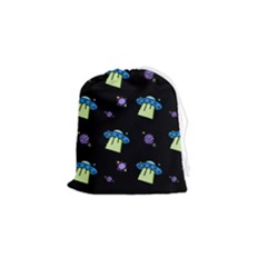 Illustration Cosmos Cosmo Rocket Spaceship Ufo Drawstring Pouch (small) by danenraven