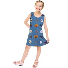 Halloween Cat Pumpkin Pattern Bat Horror Kids  Tunic Dress by danenraven