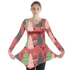 Christmas Tree Icon Long Sleeve Tunic  by danenraven