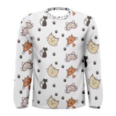 Cute Cat Kitten Animal Design Pattern Men s Long Sleeve Tee by danenraven