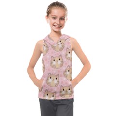 Cat Pattern Pink Background Kids  Sleeveless Hoodie by danenraven