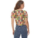 Xmas Christmas Pattern Twist Front Crop Top View4