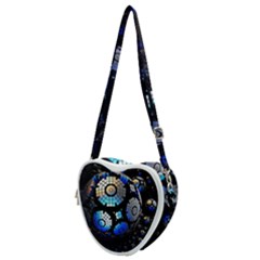 Illustration Tech Galaxy Robot Bot Science Heart Shoulder Bag by danenraven