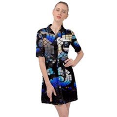 Illustration Tech Galaxy Robot Bot Science Belted Shirt Dress by danenraven