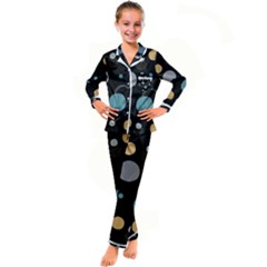 Circle Pattern Abstract Polka Dot Kid s Satin Long Sleeve Pajamas Set by danenraven