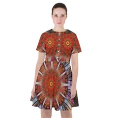 Mandala Trees Flower Psychedelic Sailor Dress by danenraven