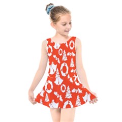 Orange  Card Christmas December Kids  Skater Dress Swimsuit by artworkshop