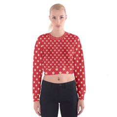 Felt Background Paper Red Yellow Star Cropped Sweatshirt by artworkshop