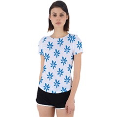 Little Blue Daisies  Back Cut Out Sport Tee by ConteMonfrey