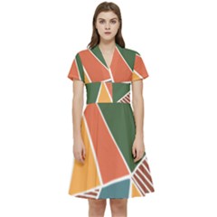 Geometric Colors   Short Sleeve Waist Detail Dress by ConteMonfrey