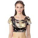 Artistic Venetian Mask Short Sleeve Crop Top View1