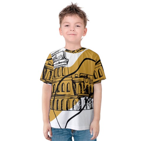 Colosseo Draw Silhouette Kids  Cotton Tee by ConteMonfrey