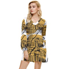 Colosseo Draw Silhouette Tiered Long Sleeve Mini Dress by ConteMonfrey